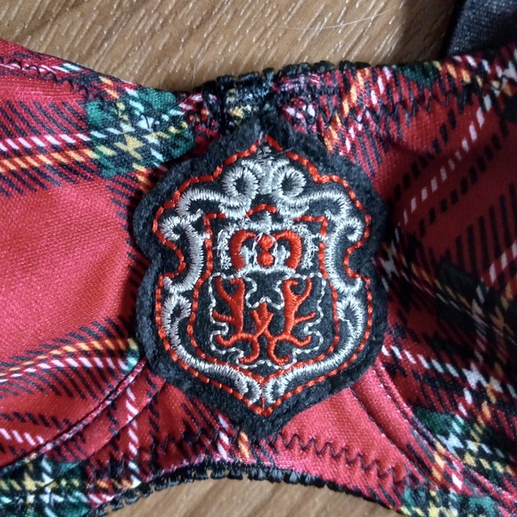 Spirit Halloween M Scottie Girl Crested Red Plaid Underwire Bra Costume - Picture 2 of 5